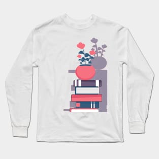 flower pot  book stack - aesthetic Long Sleeve T-Shirt